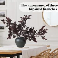 Lyrow 3 Pack Artificial Cimicifuga Plant Leaf Spray Faux Plum Cimicifuga Ramosa Leaf Branch Faux Fall Spray Silk Plants for Home Vase Wedding Garden Farmhouse Table Mantel Decor (32 Inches) - Image 3