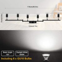 Ascher 6-Light LED Track Lighting Kit, Flexibly Rotatable Light Heads, 6 Way Ceiling Spotlight Black Finish, Including 6 GU10 LED Bulbs (4W 400LM Daylight White 5000K) - Image 3