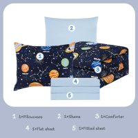 Twin Kids Comforter Set - 5 Pieces Twin Bedding Sets for Boys Girls Teen, Glow in The Dark Space Bed in A Bag with Sheets - Image 6