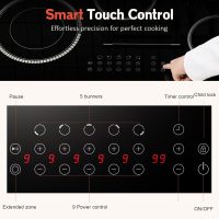 30 Inch Electric Cooktop, 5 Burner Electric Stove Top Touch Control, 8400W Built-in Ceramic Stovetop Burner 30" with Expandable Zone, Child Lock, Timer, Overheat Alert, 220-240v Hardwired - Image 9