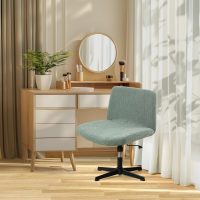 Criss Cross Chair Cover, Waterproof, Stretchable, Solid Jacquard, Suited for Armless/Office/Desk/Mid Back Wide Seat/Computer/Task/Vanity/Accent Chair (Leaves -Shaped Jacquard, Green) - Image 5