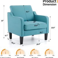VINGLI Accent Chairs for Living Room Mid Century Modern Chair Sofa Chair Upholstered Arm Chair with Scooped Arms for Bedroom, Apartment, Office, Studio, Waiting Room, Play Room - Image 2