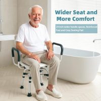 Swivel Shower Chair with Arms and Back, 500 lbs Heavy Duty Shower Seat for Inside Shower Stall and Bathtub, Height Adjustable Safety Bath Seat for Elderly, Adults, Handicap and Disabled - Image 5