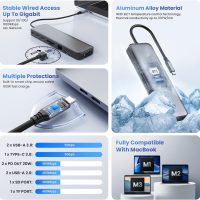 USB C Hub Laptop Docking Station Dual Monitor,14 in 1 Multiport Adapter with 4K HDMI,VGA,8 USB C/A Ports,100W PD Fast Charging,Audio&Mic,SD&TF,USBC Dongle for MacBook/Dell/HP/Lenovo ThinkPad/Surface - Image 5