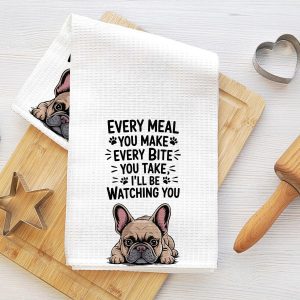 Funny French Bulldog Kitchen Towels, Absorbent Microfiber Decorative Dish Cloth Tea Towel, Waffle Soft Hand Towels for Kitchen Home Bathroom, Dog Lover Gifts 4