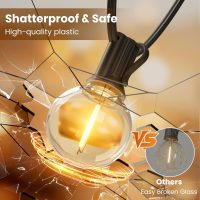 RTTY Outdoor String Lights 50ft, G40 Led Patio Globe Lights with 26pcs Plastic Bulbs, Shatterproof Waterproof Connectable Hanging for Porch Cafe Bistro Backyard Gazebo Balcony Deck Party - Image 4