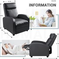 Homall Modern Recliner Chair Padded Seat Pu Leather for Living Room Single Sofa Recliner Seat Club Chair Home Theater Seating (Black) - Image 3