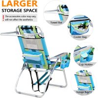 VINGLI Tall Beach Chair 2 Pack Lightweight, Backpack Beach Chair for Adults with 5-Position, Cooler Bag, Cup Holders, Towel Bar, Lightweight Folding Beach Camping Chairs （Blue/Green-16 - Image 6