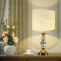 Lampshades Set of 2, 11.02" Top x 11.02" Bottom x 9.5" High, Drum Lamp shades，Medium Lamp shade, Beige Lampshade Natural Linen Hand Crafted, see installation video here (11.02x11.02x9.5 with holders) - Image 6
