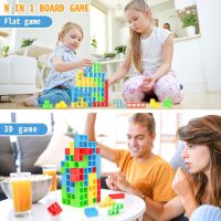 48PCS Stack Game for Adult & Kids, Tetra Board Tower Games for Family Travel Party, 2 Players Balance Stacking Toy, Team Toys Building Block - Image 4