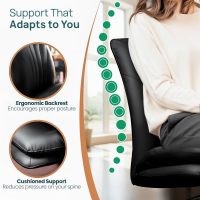 Armless Desk Chair with Wheels for Criss Cross Sitting - Cross Legged Wide Armless Chair - Adjustable Vanity 360° Swivel Stool and 120° Rocking Wide Seat Comfy for Home and Office, Color Black - Image 3