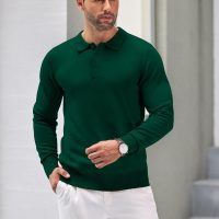 COOFANDY Mens Knit Polo Shirts Casual Long Sleeve Classic Polo Shirts Button Down Golf Shirts - Image 2