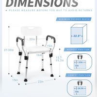 Sangohe Shower Chair for Inside Shower - Heavy Duty Shower Seat with Back - Height Adjustable Shower Chair for Bathtub with Arms for Handicap - FSA/HSA Eligible Shower Seats for Elderly, 796C - Image 2