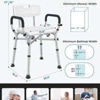 VFAUOSIT Shower Chair for Elderly and Disabled, 550 lbs Shower Chair for Inside Shower with Arms and Back, 6-Height Adjustable Shower Seats for Adults, Bath Chairs for Seniors Inside Tub - Image 6