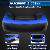 OLIXIS Computer Gaming Chair - PU Leather Ergonomic Lumbar Support with Flip-up Armrest and 360° Swivel Wheels, Height Adjustable Task Home Office Desk Video Racing, Blue - Image 4