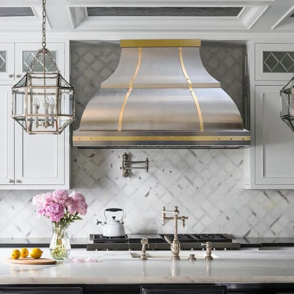 SINDA Custom Stainless Steel Range Hood, With 4 Speed Fan, LED Light, 36"Wx27"H, Wall Mount, Brushed Stainless Steel, SRH1-2-2TRW3627R
