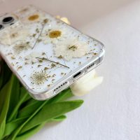 for iPhone 16 Pro Clear Case with Pressed Real Flowers Design,Glitter Cute White Floral Pattern Slim Soft TPU Protective Women Girl's Phone Cover for iPhone 16 Pro - Image 7