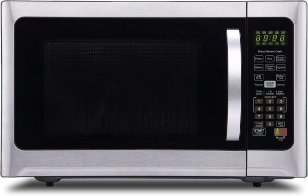 Farberware Countertop 1000 Watts 1.2 cu ft-Smart Sensor Microwave Oven with LED Lighting and Child Lock-Perfect for Apartments and Dorms-Easy Clean Black Interior, Stainless Steel
