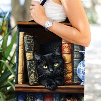 Cute Cat Books Print Canvas Tote Bag for Women, Chic Reusable Grocery Shoulder Bag for Shopping, Work, Travel, Daily life - Image 6