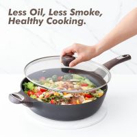 SENSARTE Nonstick Frying Pan Skillet with Lid, 12 Inch Large Deep Frying Pan, 5 Qt Non Stick Saute Pan with Cover, Induction Pan, Healthy Non Toxic Cooking Pan with Helper Handle, PFOA PFOS Free - Image 8