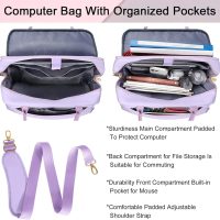 MATEIN Laptop Briefcase for Women, Fashion 15.6 inch Computer Sleeve Bag Case with Adjustable Shoulder Strap, Water Resistant Cute Purple Messenger Work Tote Bag Gifts for Women Nurse Teacher College - Image 4