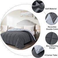 Homelike Moment Comforters Queen Size - Grey Duvet Insert Down Alternative Bed Queen Comforter, Lightweight Bedding Comforters Full Size Quilted Soft All Season Reversible Dark Gray/Light Grey - Image 4