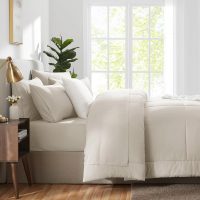 CozyLux Queen Comforter Set Beige, 7 Pieces Bed in a Bag, Beige Comforter Queen Size, All Season Bedding Sets with Stitch Quilted Comforter, Flat Sheet, Fitted Sheet, Pillowcases - Image 4