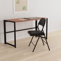 Amazon Basics Comfortable Vinyl-Padded Metal Steel Folding Chairs, Black, 4-Pack - Image 2