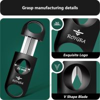 roygra V Cut Cigar Cutter Set (4 Pack), Enlarged V-Cut Fit All Cigars, Cigar Accessories for Men, Plastic Smoking Accessories Tool, Portable Sharp Clean Cut - Black - Image 3