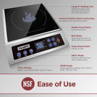 ChangBERT Portable Induction Cooktop, NSF Certified Pro Induction Hot Plate, Powerful 1800W with Large 8" Heating Coil, Premium Stainless Steel, 18 Temp Settings Commercial Grade Countertop Burner - Image 2