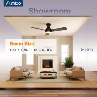 Amico Ceiling Fans with Lights, 42 inch Low Profile Ceiling Fan with Light and Remote Control, Flush Mount, Reversible, 3CCT, Dimmable, Noiseless, Black Ceiling Fan for Bedroom, Indoor/Outdoor Use - Image 7