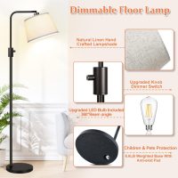 【Upgraded】 Dimmable Floor Lamp, 1000 Lumens LED Edison Bulb Included, Arc Floor Lamps for Living Room Modern Standing Lamp with Linen Shade, Tall Lamp for Bedroom Office Dining Room- Black - Image 5