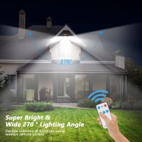 Mokot Solar Lights Outdoor, 288 LED 2800LM Motion Sensor Outdoor Light with Remote Control, 4 Heads IP65 Waterproof Solar Flood Security Lights for Outside Patio Wall -2PACK - Image 3