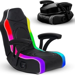 X Rocker Video Gaming Floor Rocker Chair, Built-in Audio, Back to School, Foldable, for Gamers, Bedroom, or Game Room for Boys, Girls, Teens 5-17