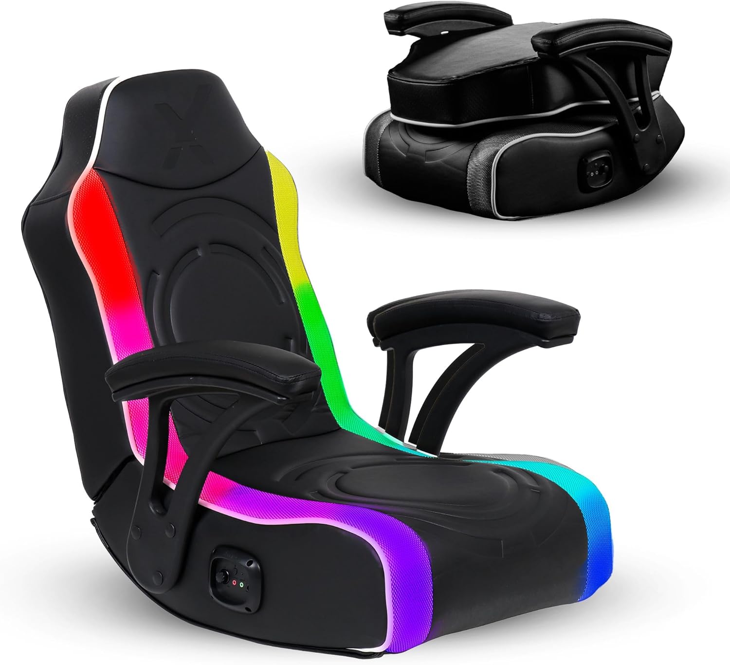 X Rocker Video Gaming Floor Rocker Chair, Built-in Audio, Back to School, Foldable, for Gamers, Bedroom, or Game Room for Boys, Girls, Teens 5-17