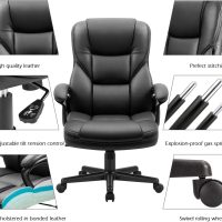 Furmax Office Executive Chair High Back Adjustable Managerial Home Desk Chair, Swivel Computer PU Leather Chair with Lumbar Support (Black) - Image 4