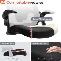 NEO CHAIR Office Desk Chair Computer High Back Mesh Gaming Seat with Ergonomic Adjustable Comfy Flip-up Armrests Lumbar Support Height for Home (Black) - Image 5