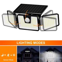 INCX Solar Lights Outdoor Waterproof, 3000 LM 156 LED Motion Sensor Outdoor Lights, 3 Heads Solar Powered Security Flood Light Motion Detected Spotlight for Patio Garage Yard Entryways, 2 Pack Black - Image 2