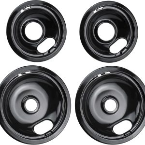 W10290350 W10290353 Buner Porcelain Drip Pan - W10288051 Replacement for Whirlpool Amana Crosley Electric Range Cooktop - Includes 2 Small 6-Inch and 2 8-Inch Large Stove Drip Pan Bowls