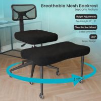 Ergonomic Cross Legged Office Chair with Rubber Wheels - Breathable Mesh Fabric - 360° Swivel ADHD Chair, Wider & Thicker Cushions for Meditation Chair, Criss Cross, and Kneeling - Image 6