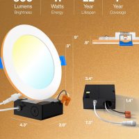 Sunco 4 Inch LED Recessed Lights with Night Light, Slim Ceiling Lighting, 900 LM, 11W (110W Equiv), Selectable CCT 2700K/3000K/3500K/4000K/5000K, Dimmable, Canless with Junction Box ETL 4 Pack - Image 7