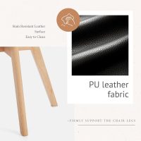 Sweetcrispy Dining Chairs Set of 4, Kitchen Room PU Leather Mid Century Modern Chairs, Upholstered Dining Chair with Wood Legs for Home Kitchen, Black - Image 5