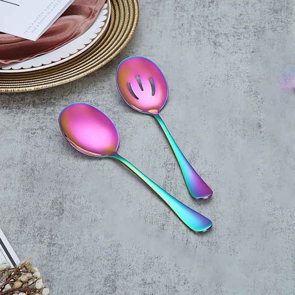 Rainbow Serving Spoons Set of 2, Stainless Steel, Dishwasher Safe
