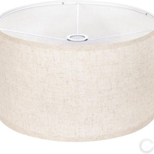 OUTON Beige Large Drum Lamp Shades for Floor Lamps, 16" Top x16" Bottom x 9" High, Easy to Assemble, Replacement Linen Lampshades for Table Lamps & Bedside Lamps (1.65" Spider)