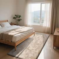 Soft Runner Rugs for Bedroom, Beige 2x6 Area Rugs Fluffy Rug Shaggy Area Rug Carpet, Bedside Rug for Living Room Bedroom Kids Room Home Decor - Image 2