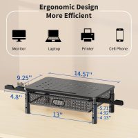 Zimilar Monitor Stand Riser with Metal Mesh Drawer, Height Adjustable with Phone Holder for Computer, Laptop, Printer, Notebook, Computer Monitor Stand with Storage - Image 6
