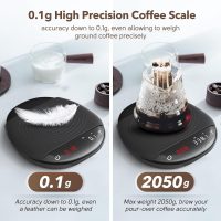 Mini Coffee Scale with Timer - Digital Espresso Scale 2kg/0.1g Accuracy Pour Over Coffee Rechargeable Down to 0.1g High Precision for Kitchen Food Weighing Measuring Baking Black - Image 5