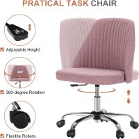 DUMOS Office Desk Chair, Modern Cute Rolling Vanity Swivel Task Seating with Wheels, Comfortable Back Seat Armless for Home, Bedrooms, Study, Student, Adults, Make-Up, Dressing Room - Image 3