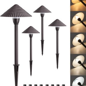 EDISHINE 5CCT Low Voltage Pathway Lights Wired, 2700K-5000K LED Landscape Path Lights, 12V AC/DC 3W 160LM Waterproof Outdoor Landscape Lighting for Sidewalk Garden Walkway, Aluminum, 4 Pack