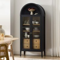 Modway EEI-6639-BLK-OAK Nolan Tall Arched Storage Display Cabinet, Black Oak - Image 8